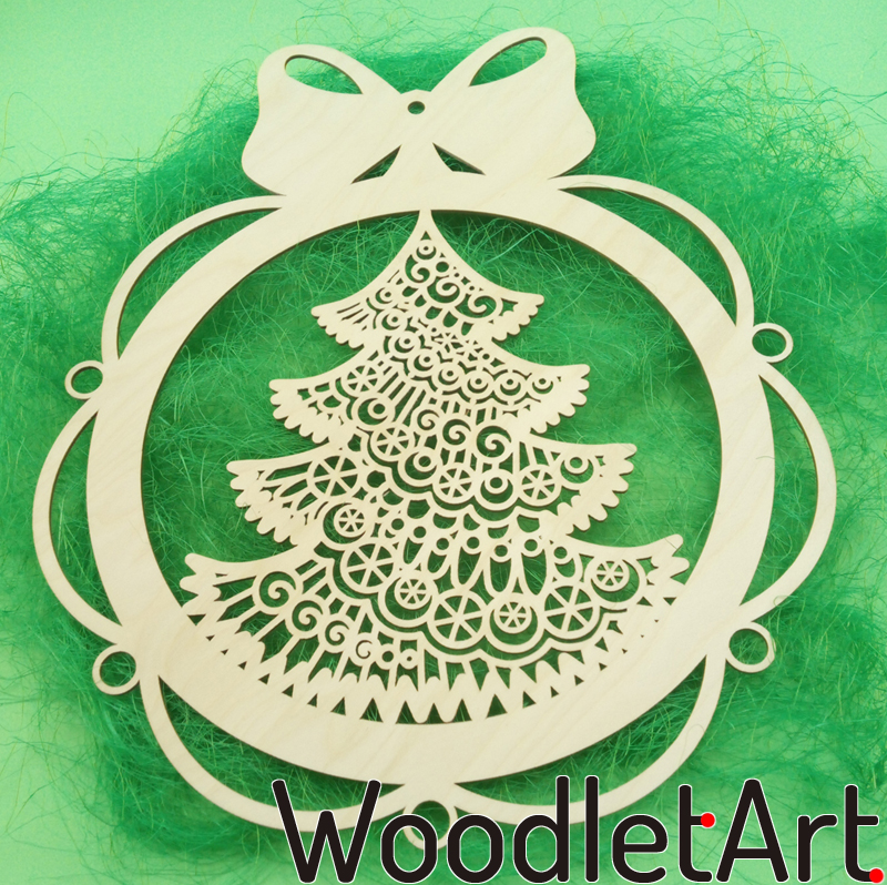 Ozdoba drewniana na świeta Bożegonarodzenia. Choinka świąteczna zawieszka na ścianę.